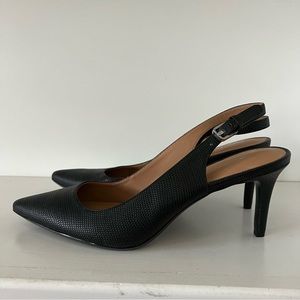 COPY - Calvin Klein GIOVANNA Black textured Leather Sling back Pumps Heels Wome…